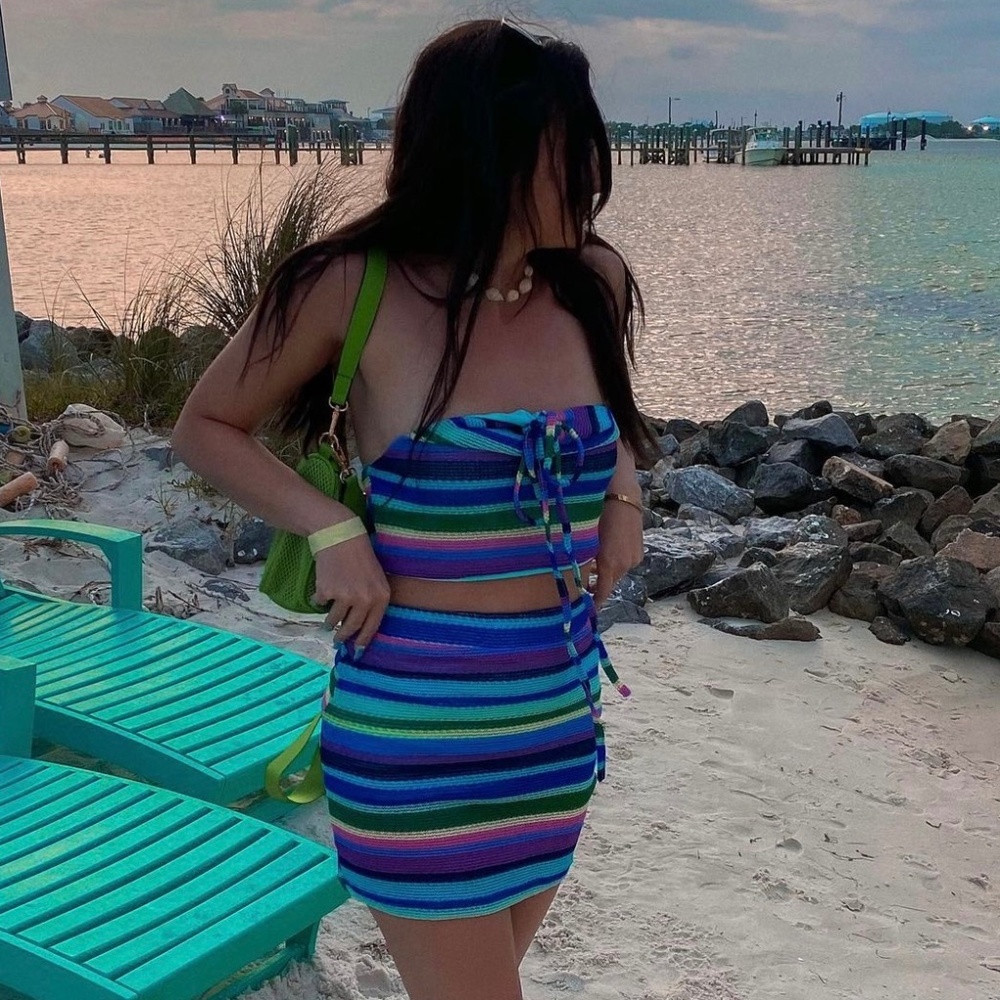 Striped knit two piece set